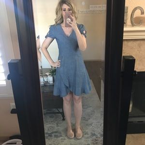 Jcrew chambray faux wrap dress